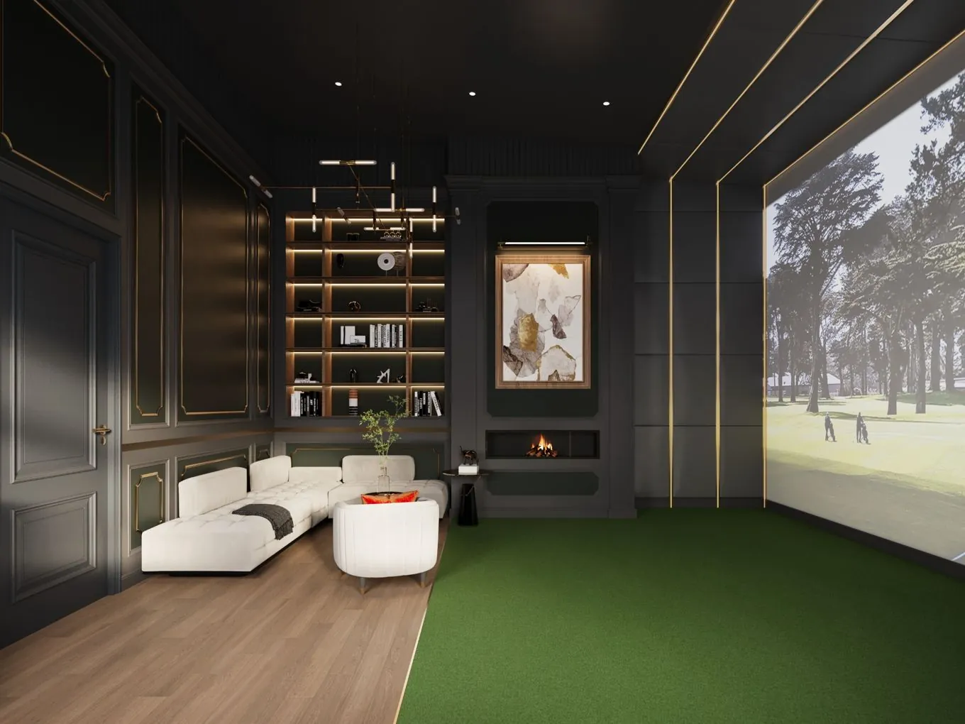 Ground-up residential golf simulator room